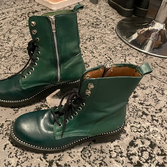 Aqua brand lug sole green combat boots with silver studs - Picture 15 of 15